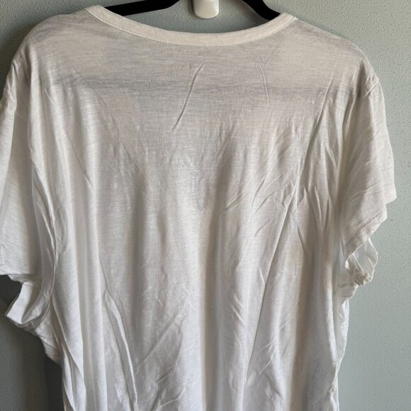 Vanilla Star Womens White Short Sleeve Tee 3X Knotted Hem V-Neck Casual Loose - Picture 5 of 10